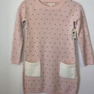 Tucker + Tate Pink English-Gold Dot Sweater Dress